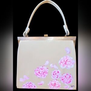 Vintage Patent Purse With Hand Painted Cherry Blossoms Signed "SM"